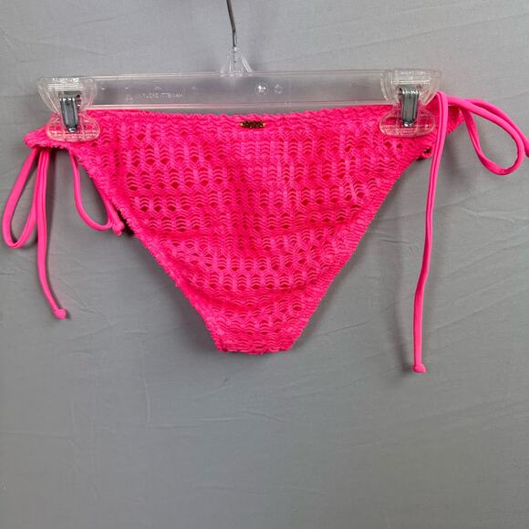 Roxy Women’s Large Sweet Terrain Brazilian Crocheted Bikini Bottom Pink - Picture 6 of 6